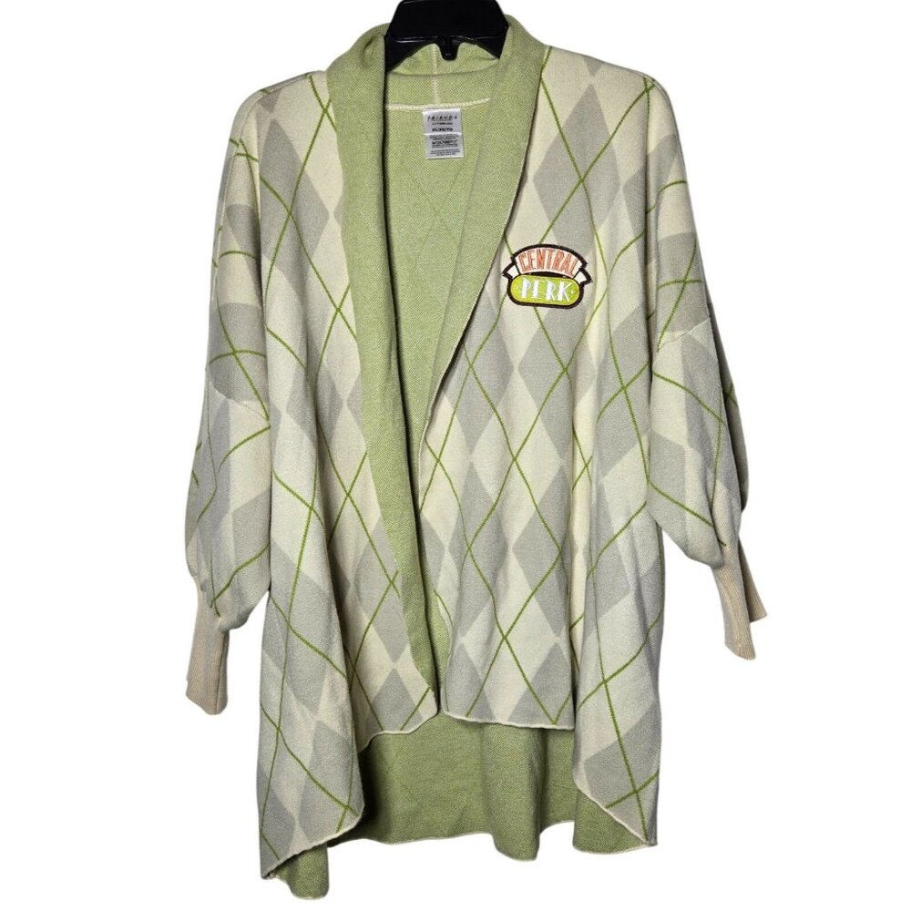 Friends Central Perk Argyle Cardigan Sweater XL CultureFly Academia Preppy NWT